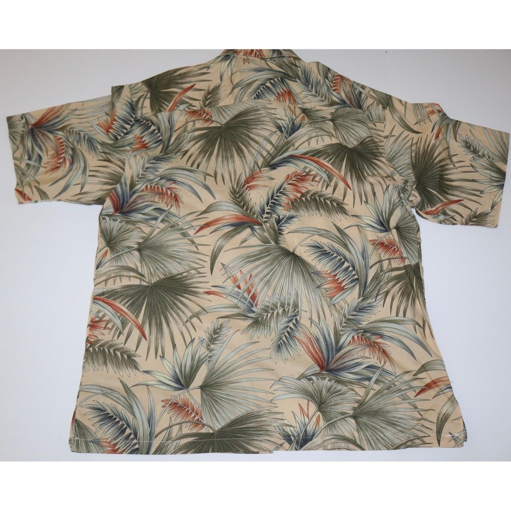 Tori Richard Honolulu Mens XL Tropical Palm Cruise Button Down Shirt Tan Green - Picture 2 of 10